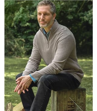 Pull à encolure zippée - Homme -Laine d’agneau certifiée 100% RWS