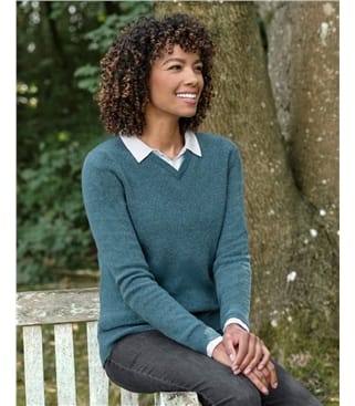 Pull à col V - Femme - Laine d’agneau certifiée 100% RWS