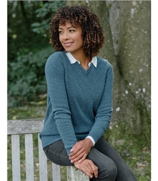 Pull à col V - Femme - Laine d’agneau certifiée 100% RWS