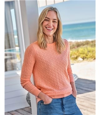 Cashmere Merino Cable Crew Neck Sweater