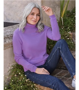 Cashmere and Merino Fitted Polo Neck Knitted Jumper