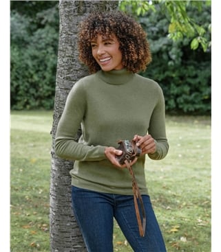 Cashmere and Merino Fitted Polo Neck Knitted Jumper