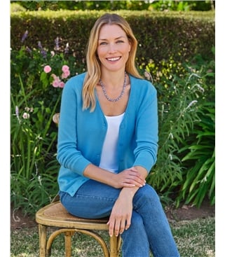 Cardigan classique à col V- Femme - Cachemire & Mérinos