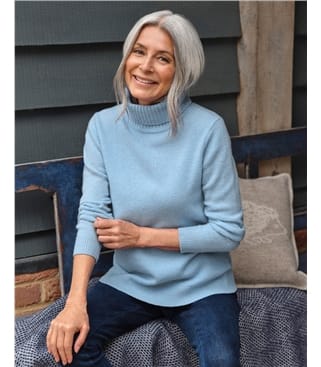 Rollkragenpullover aus Lammwolle für Damen