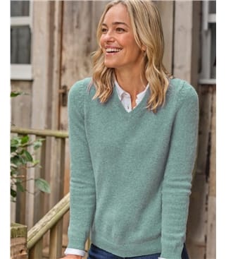 Womens Lambswool V Neck Jumper