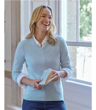 Womens Lambswool V Neck Sweater