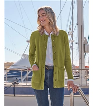 Lambswool Ladies Crew Neck Cardigan