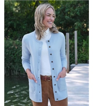 Lambswool Ladies Crew Neck Cardigan
