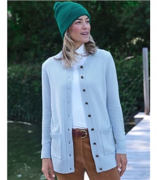 Lambswool Ladies Crew Neck Cardigan