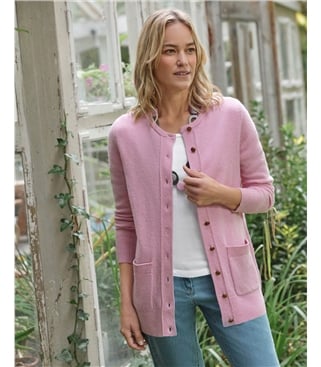 Lambswool Ladies Crew Neck Cardigan