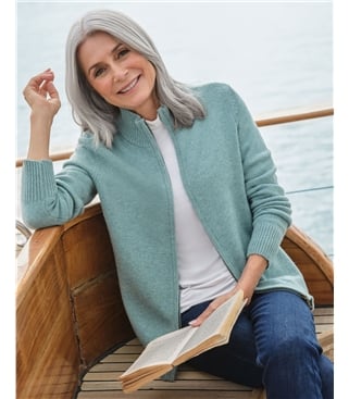 Lambswool Zip Thru Cardigan