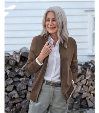 Lambswool Zip Thru Cardigan
