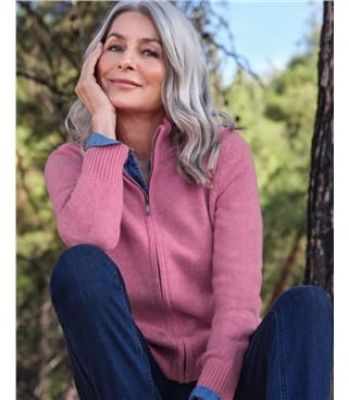 Cardigan ajusté à fermeture éclair - Femme - Laine d’agneau certifiée 100% RWS
