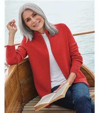 Lambswool Zip Thru Cardigan
