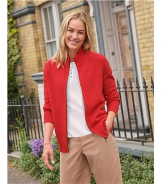 Lambswool Zip Thru Cardigan