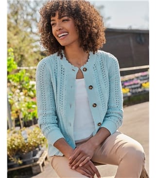 Cotton Crew Neck Cardigan