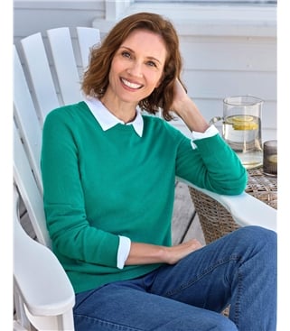 Cashmere and Merino Crew Neck Knitted Sweater