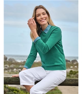 Cashmere and Merino Crew Neck Knitted Sweater