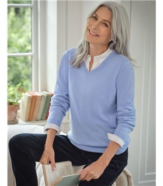 Cashmere & Merino V Neck Knitted Jumper
