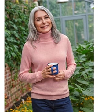Cashmere and Merino Fitted Polo Neck Knitted Jumper