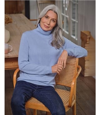 Cashmere and Merino Fitted Polo Neck Knitted Jumper