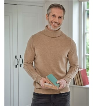 Cashmere and Merino Polo Neck Jumper