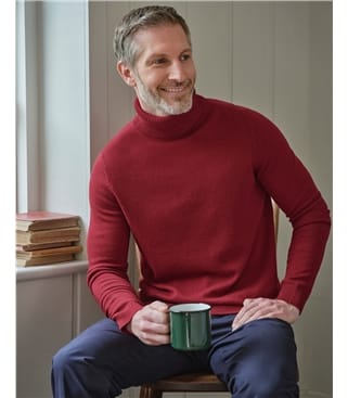 Cashmere and Merino Polo Neck Jumper