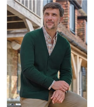 Strickjacke mit V-Ausschnitt aus Merinowolle und Kaschmir für Herren