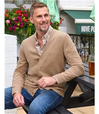 Strickjacke mit V-Ausschnitt aus Merinowolle und Kaschmir für Herren
