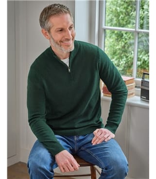 Pull à encolure zippée - Homme - Cachemire & Mérinos