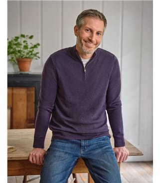 Cashmere and Merino Zip Neck Jumper