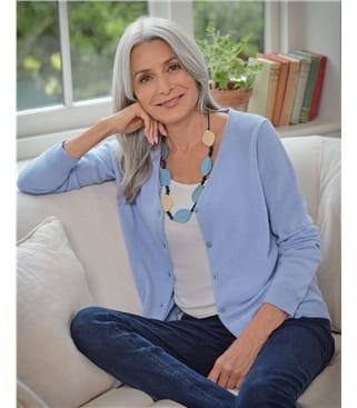 Cardigan classique à col V- Femme - Cachemire & Mérinos