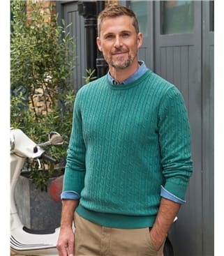 Pull torsadé à col rond - Homme - Cachemire & Mérinos