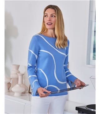 Wool Cotton Ribbon Wave Sweater