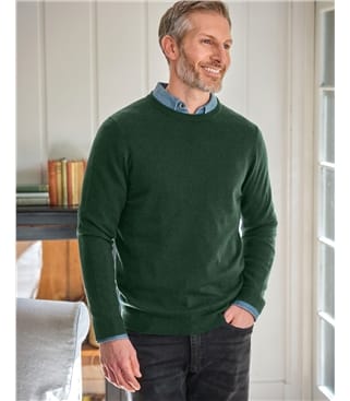 Pullover mit Rundhalsausschnitt aus Merinowolle und Kaschmir für Herren