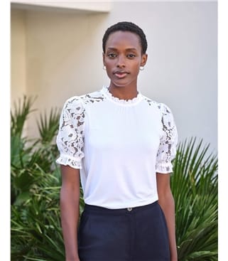 Lace Sleeve Jersey Blouse