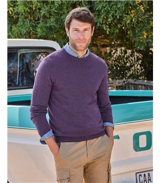 Pull à col rond - Homme - Cachemire & Mérinos