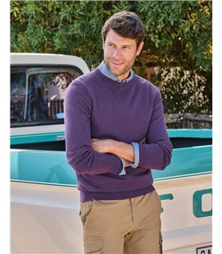 Pull à col rond - Homme - Cachemire & Mérinos