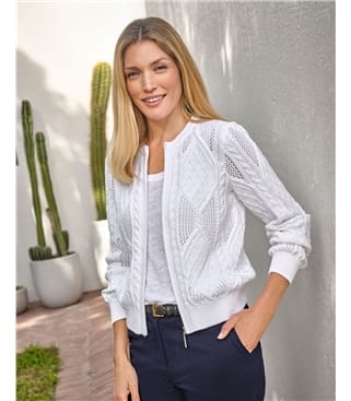 Cotton Stitch Crew Zip Up Cardi