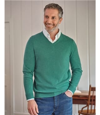 Pull à col V - Homme - Cachemire & Mérinos
