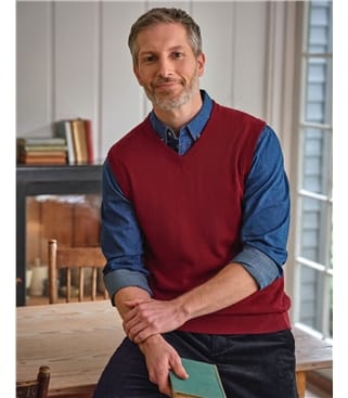 Pullunder mit V-Ausschnitt aus Merinowolle und Kaschmir für Herren