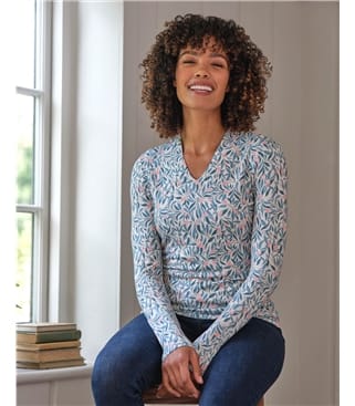 Jersey High V Neck Top