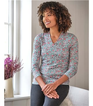 Jersey High V Neck Top