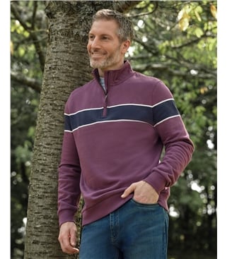 Sweat-shirt à col zippé - Homme - Coton bio