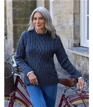 100% Pure Wool Aran Crew Neck Jumper