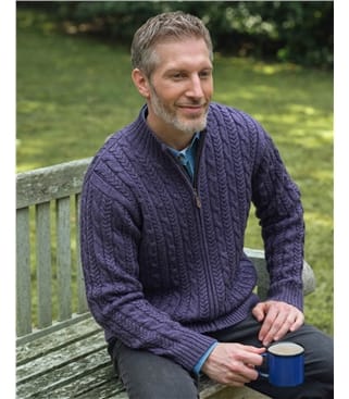 Pure Wool Cable Zip Through Cardigan