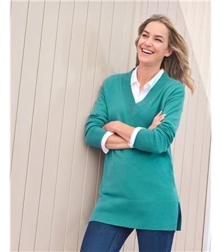 Cashmere Merino Deep V Neck Tunic