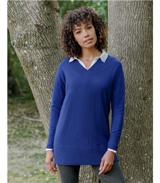 Cashmere Merino Deep V Neck Tunic