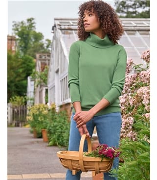 Cashmere And Merino Long Sleeve Cowl Neck Jumper