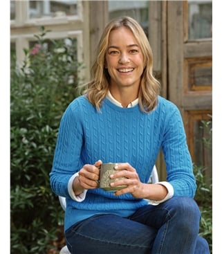 Pull torsadé à col rond - Femme - Cachemire & Mérinos